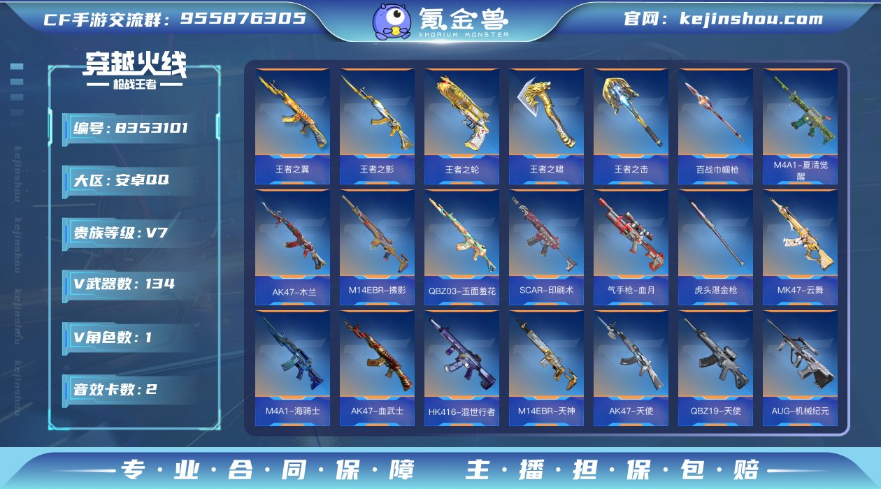 实名: 可修改 v武器数: 134 王者武...