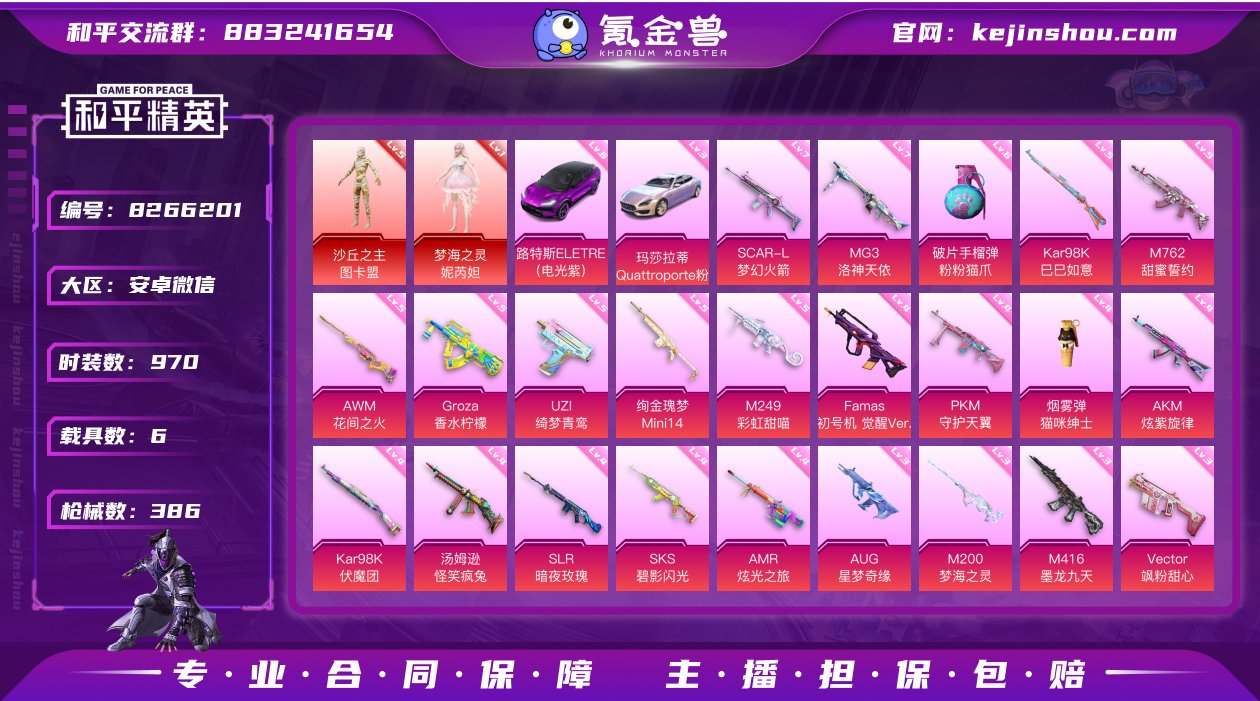 实名: 可修改 时装数: 970 载具数:...