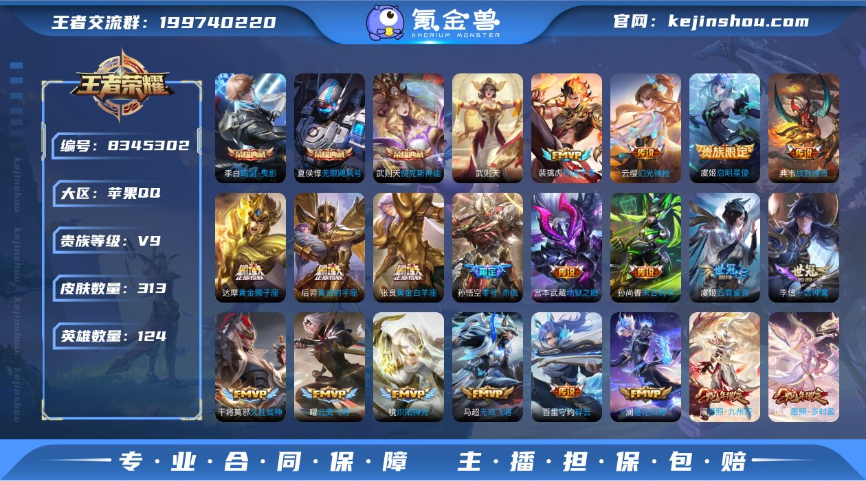 实名: 可修改 贵族等级: V9 英雄数:...