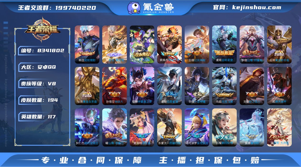 实名: 可修改 贵族等级: V8 英雄数:...