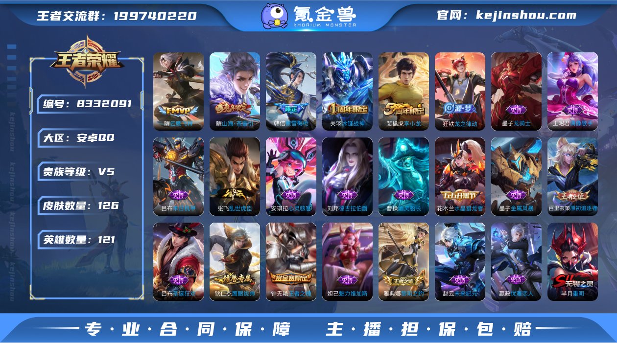 115皮肤 山海苍雷引 云鹰飞将 冰封战神...