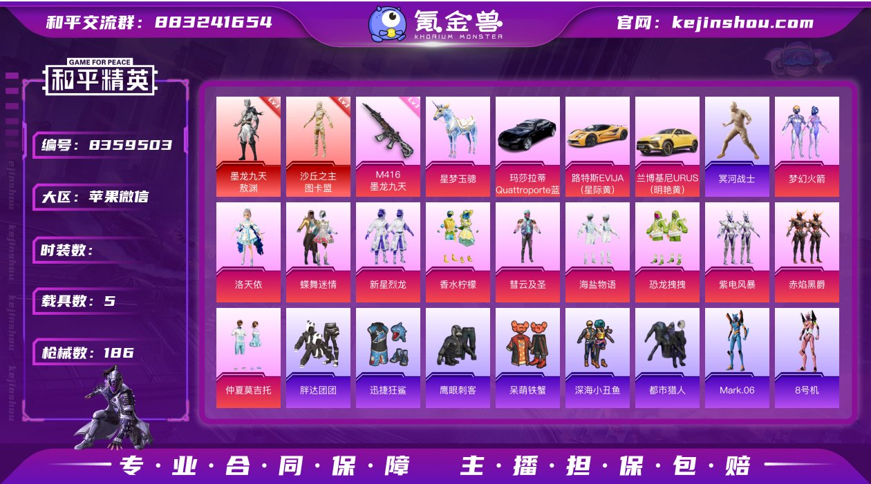 3红装 13粉装 13特效枪 5载具 3印...