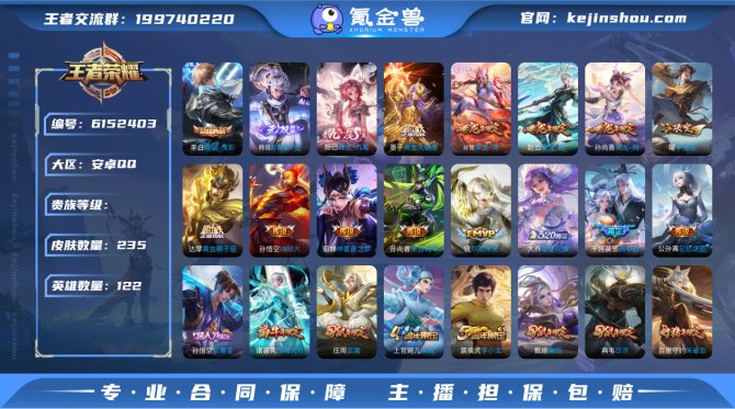 235皮肤 1典藏2无双 16传说  12...