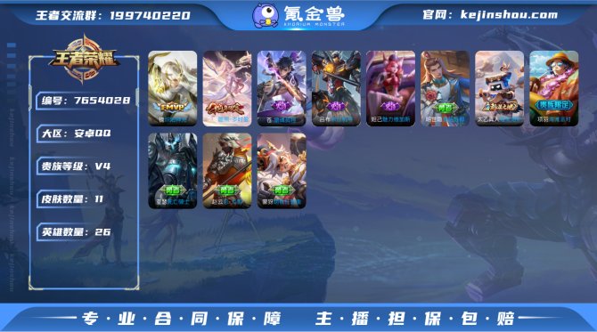 26英雄11皮肤2传说3史诗3限定
【传说...