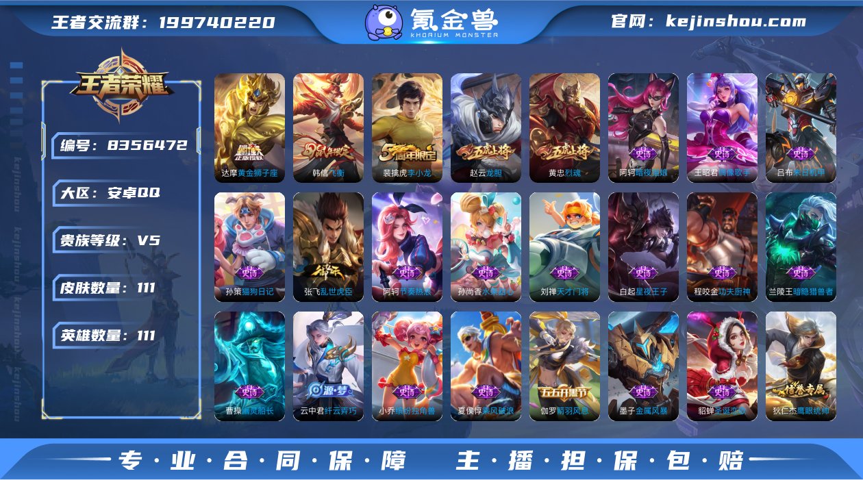 V5 1传说 111英雄 111皮肤 可修...