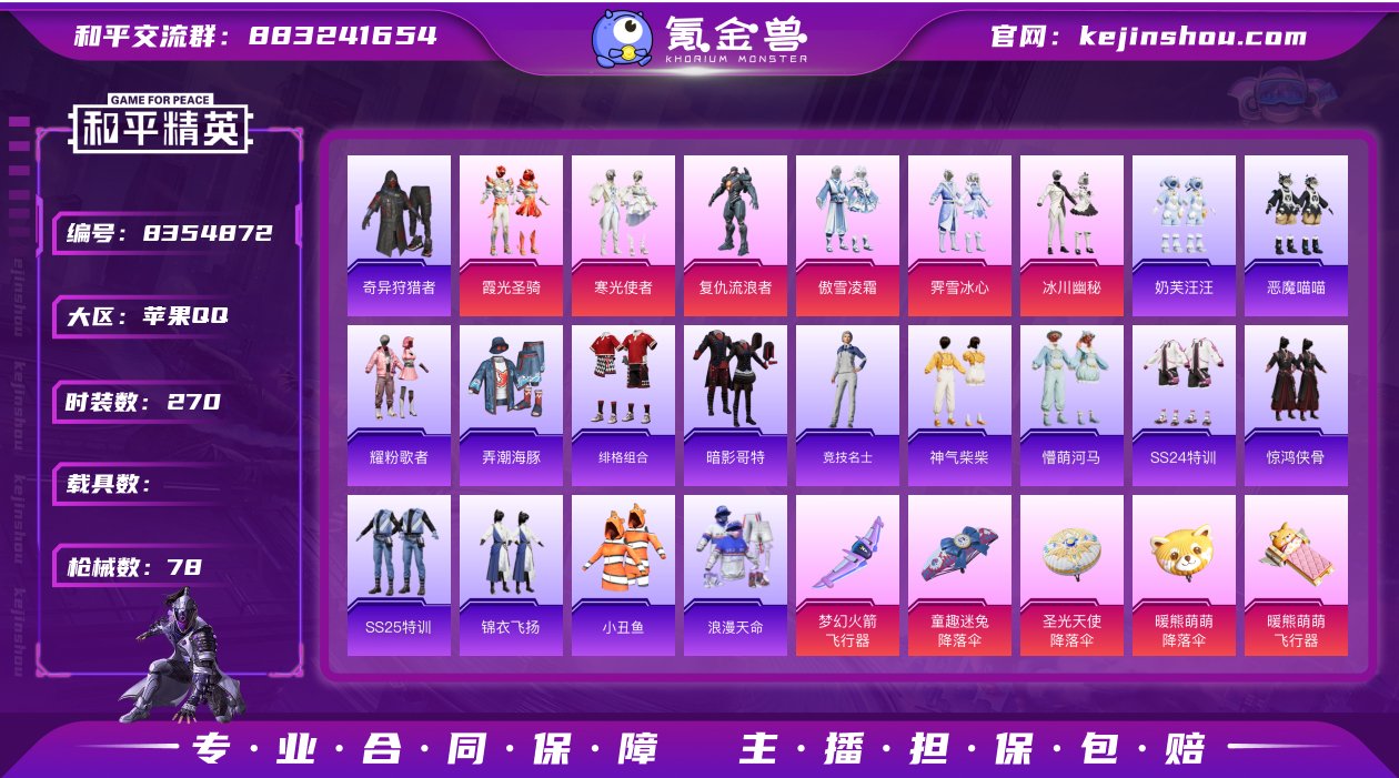 实名: 可修改 时装数: 270 枪械数:...