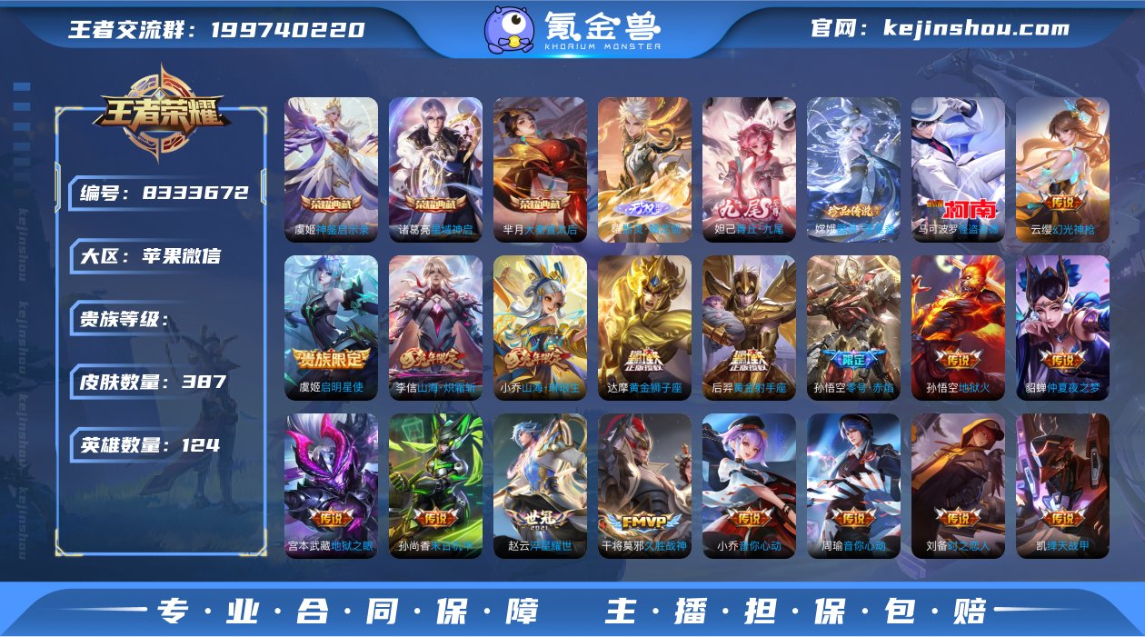 实名: 不可修改 英雄数: 124 皮肤数...