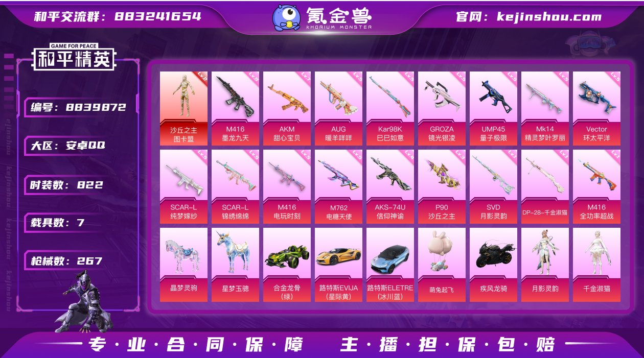 实名: 可修改 时装数: 822 载具数:...