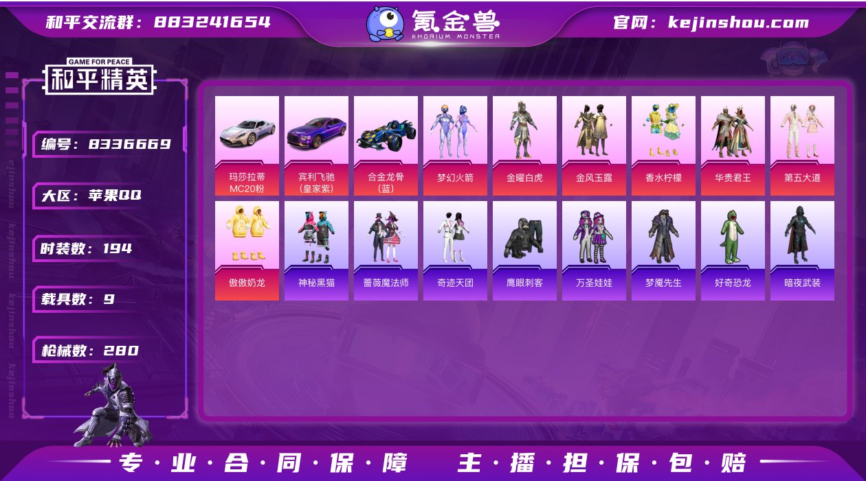 实名: 可修改 时装数: 194 载具数:...