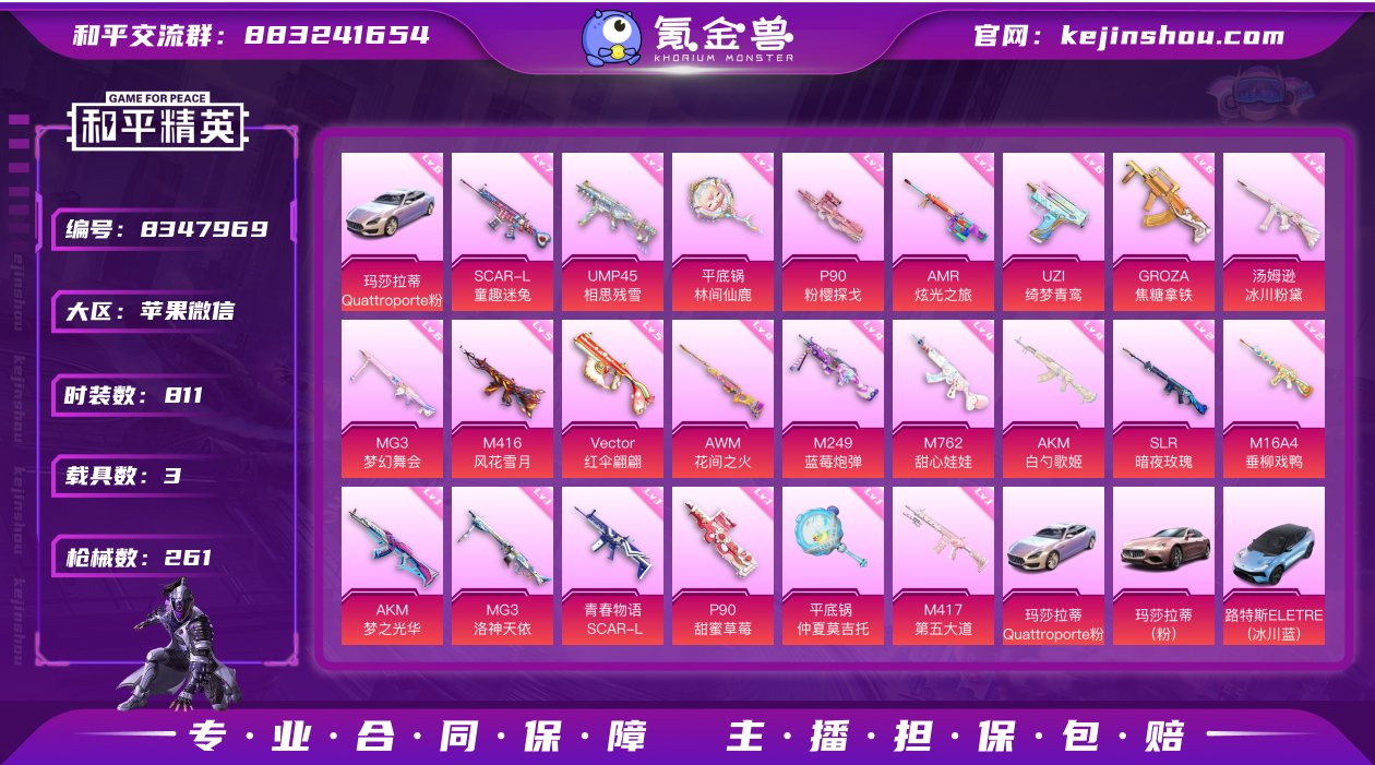 49粉装 23特效枪 3载具 17印记 可...