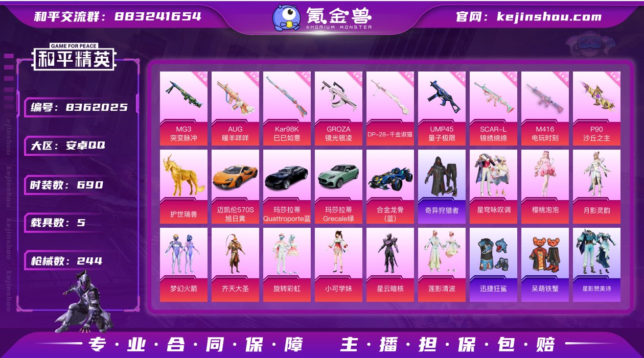 实名: 可修改 时装数: 690 载具数:...