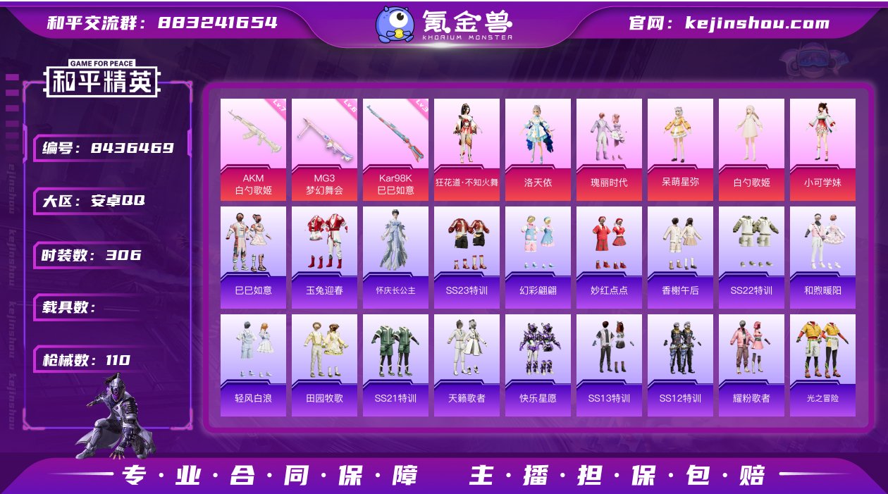 实名: 可修改 时装数: 306 枪械数:...