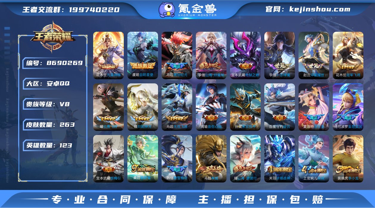 实名: 可修改 贵族等级: V8 英雄数:...