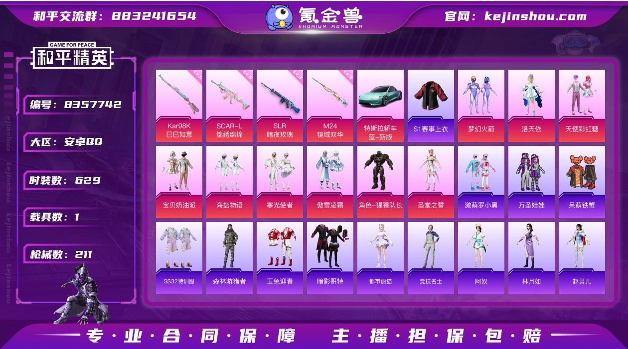 9粉装 4特效枪 1载具 16印记 可二次...