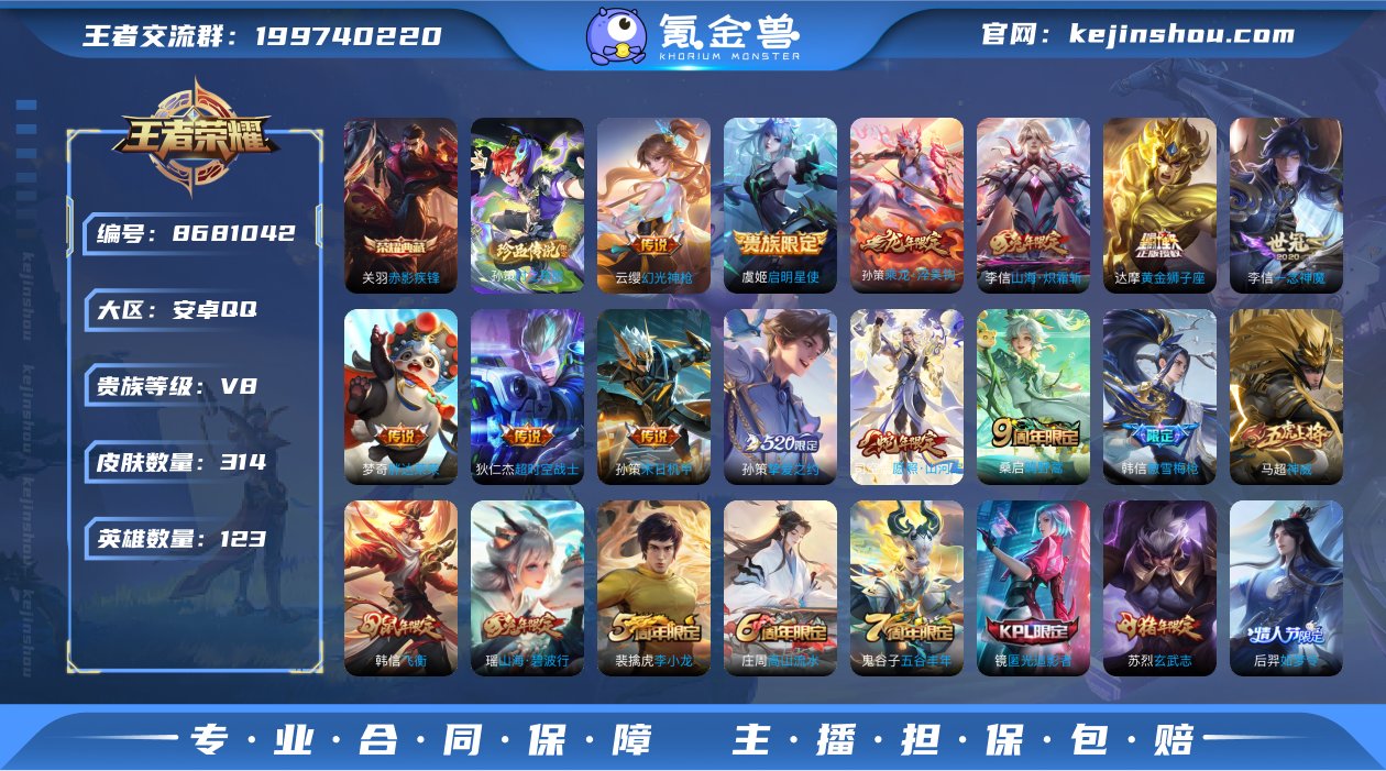 实名: 可修改 贵族等级: V8 英雄数:...