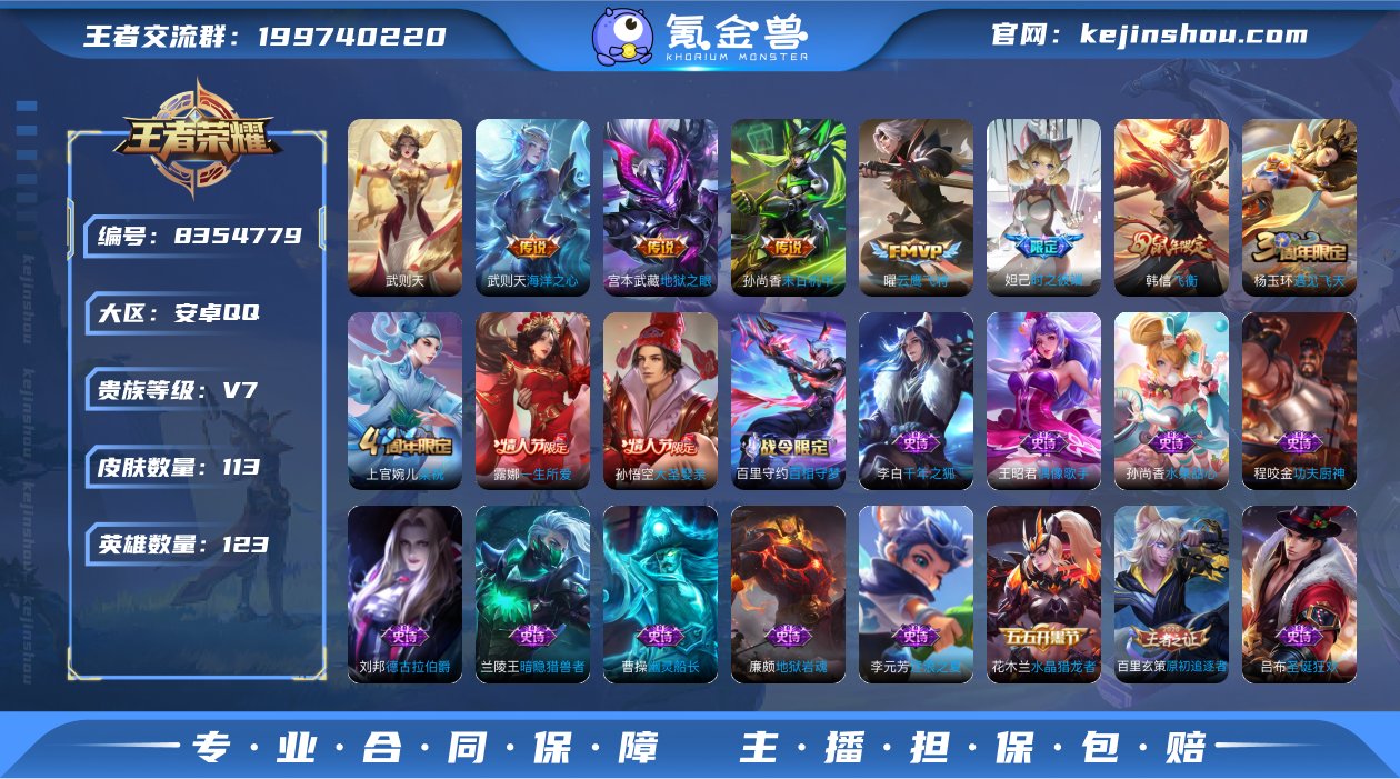 金标武则天 113皮肤1典藏4传说 武则天...