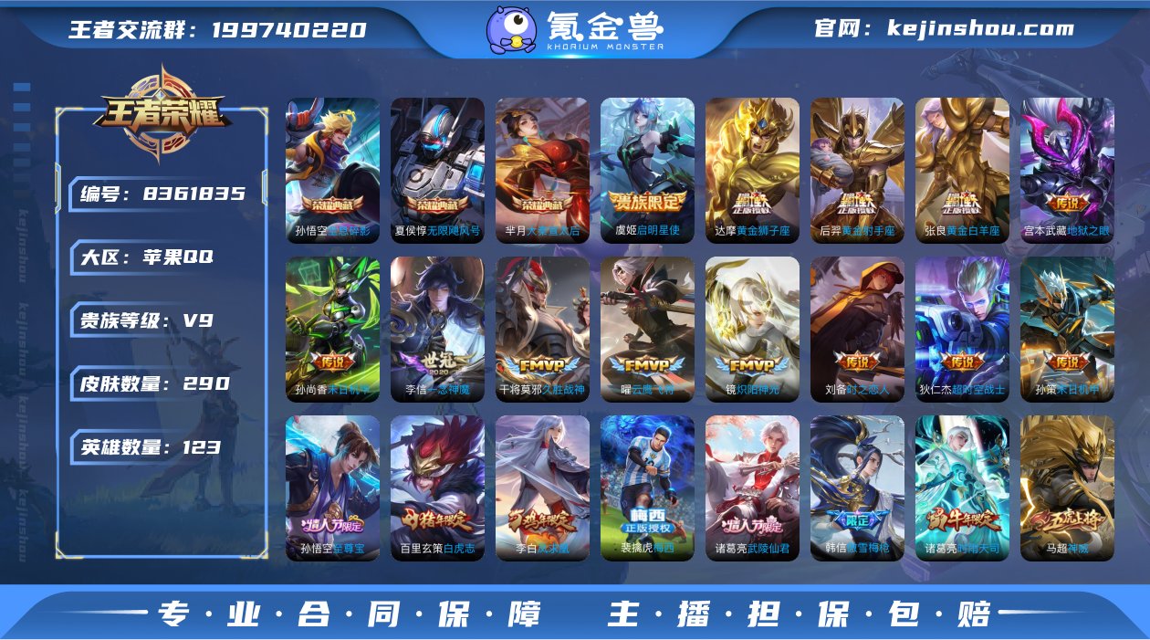 实名: 可修改 贵族等级: V9 英雄数:...