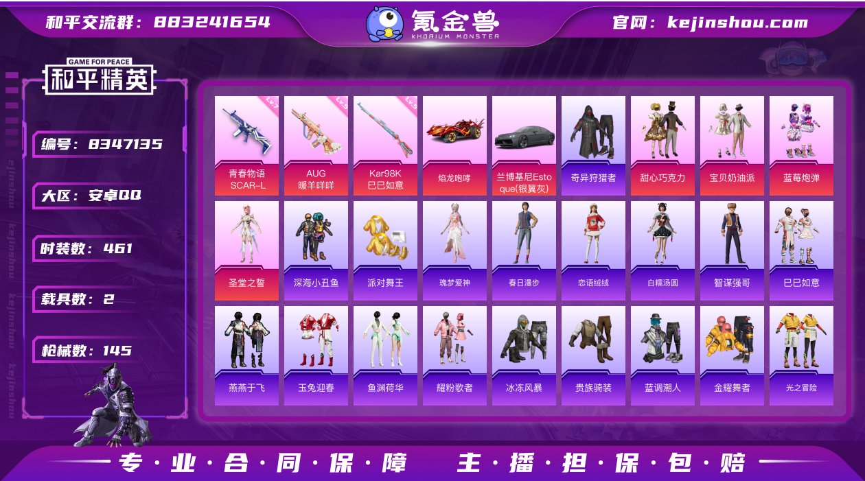 实名: 可修改 时装数: 461 载具数:...