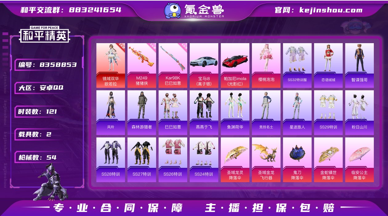 1红装 1粉装 2特效枪 2载具 2印记 ...
