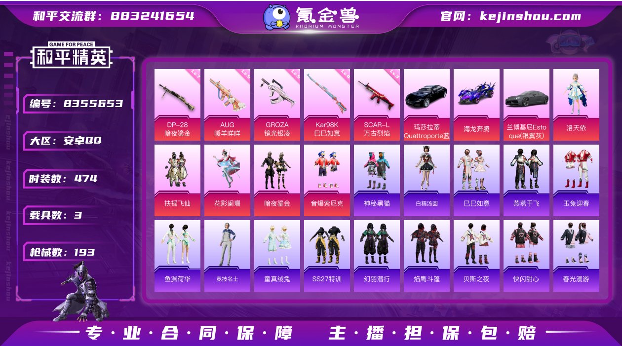 5粉装 5特效枪 3载具 8印记 可二次 ...