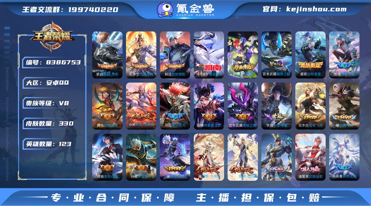实名: 可修改 贵族等级: V8 英雄数:...