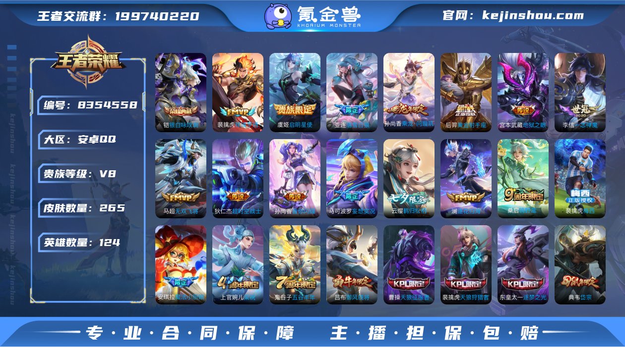 【WZN4099】贵族8/皮肤265/典藏...