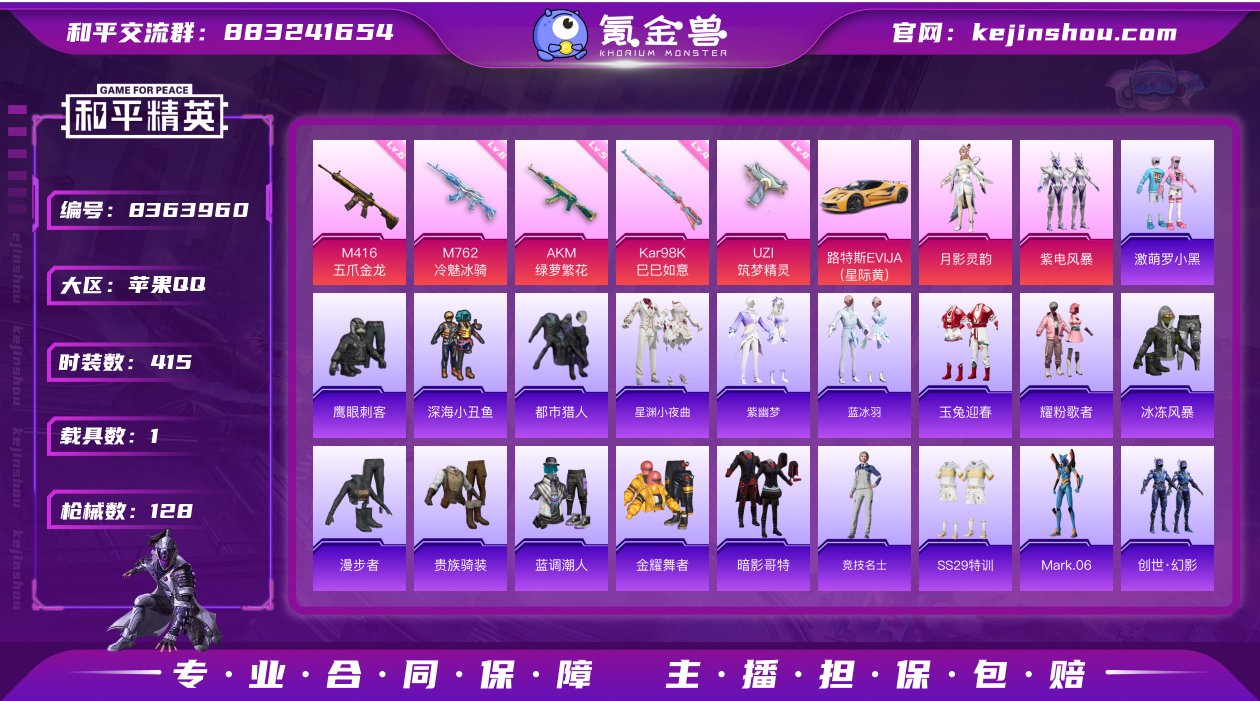 实名: 可修改 时装数: 415 载具数:...