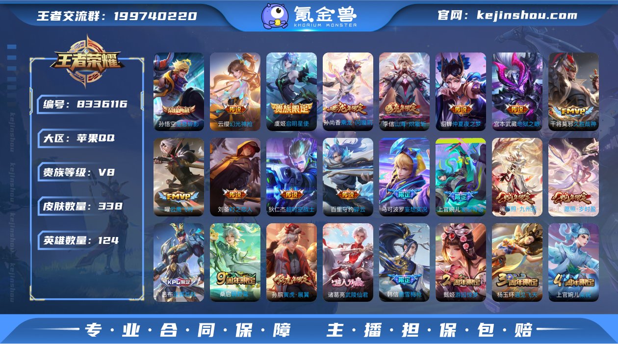 实名: 可修改 贵族等级: V8 英雄数:...
