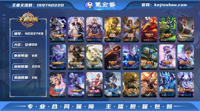 顾安v8116英雄220皮肤 2典藏21传...