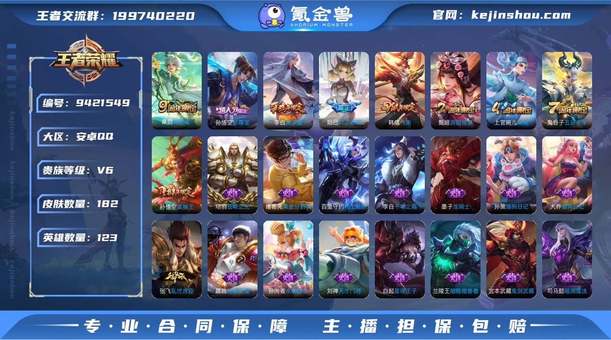 贵族V6 传说皮肤2 史诗皮肤42 皮肤数...