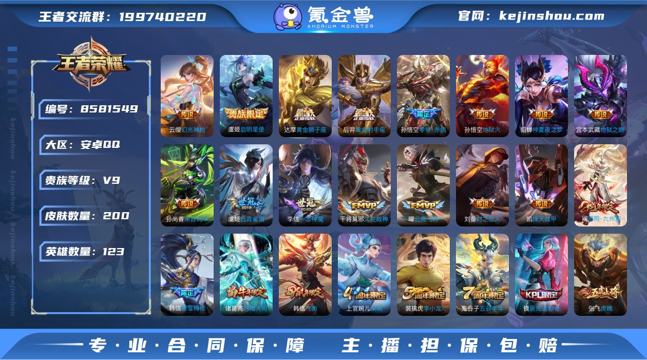 实名: 可修改 贵族等级: V9 英雄数:...