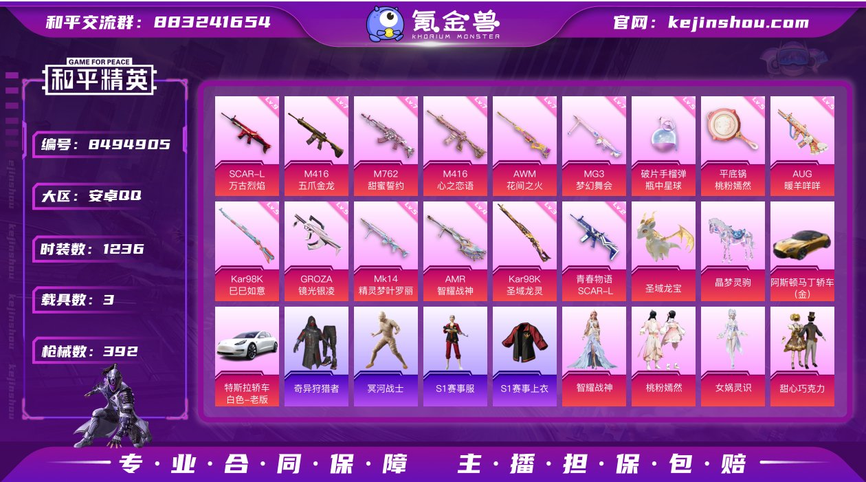 实名: 可修改 时装数: 1236 载具数...