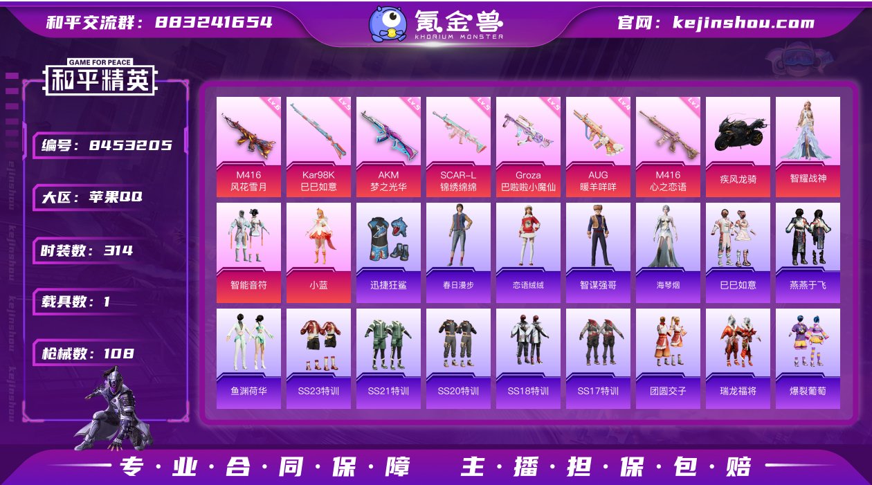 yyhp025 和平精英苹果qq  3粉装...