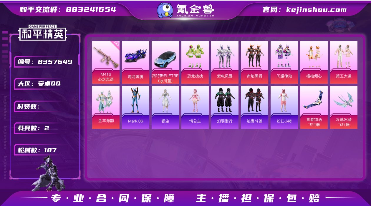 8粉装 6特效枪 2载具 5印记 可二次 ...