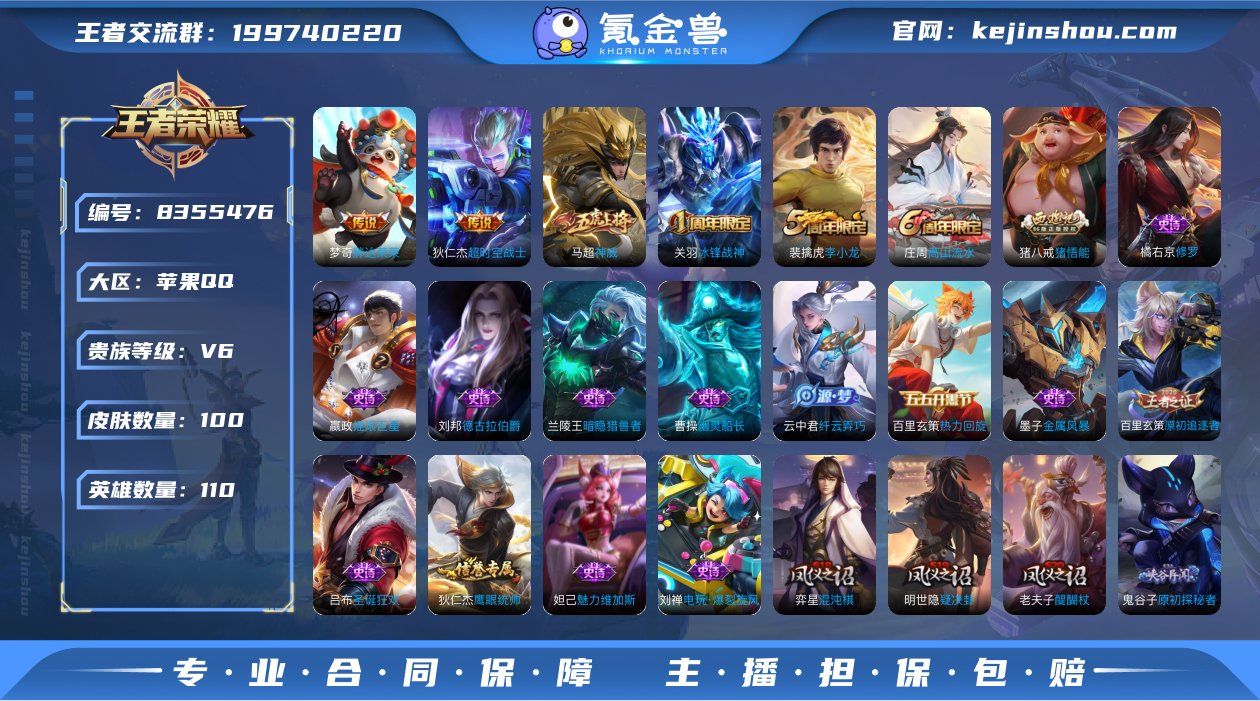 V6 2传说 110英雄 100皮肤 司空...