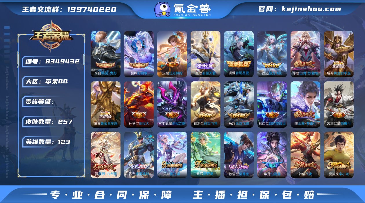 贵族8 皮肤价值:210448 荣耀典藏2...