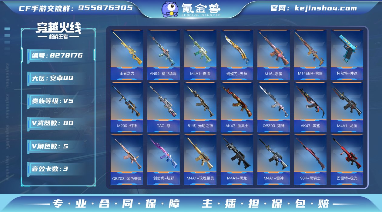 实名: 可修改 v武器数: 80 王者武器...