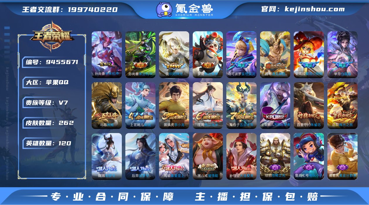 可二次【5国服19金标262皮肤5传说1星...