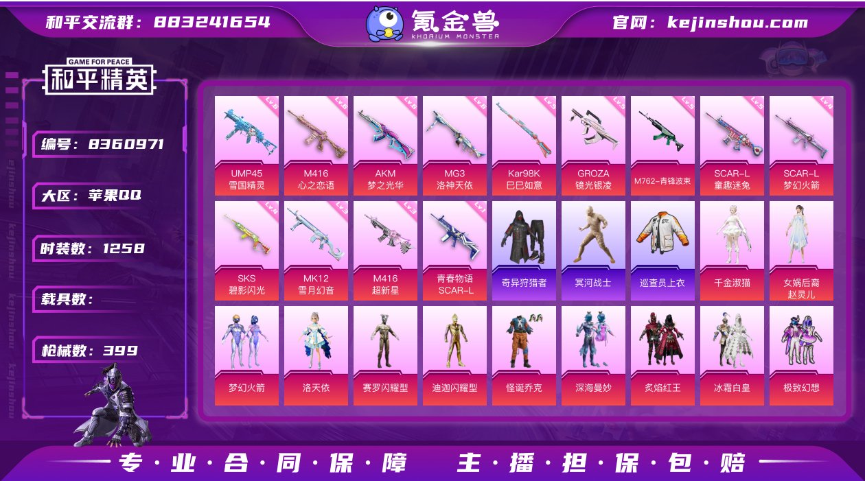 实名: 可修改 时装数: 1258 枪械数...