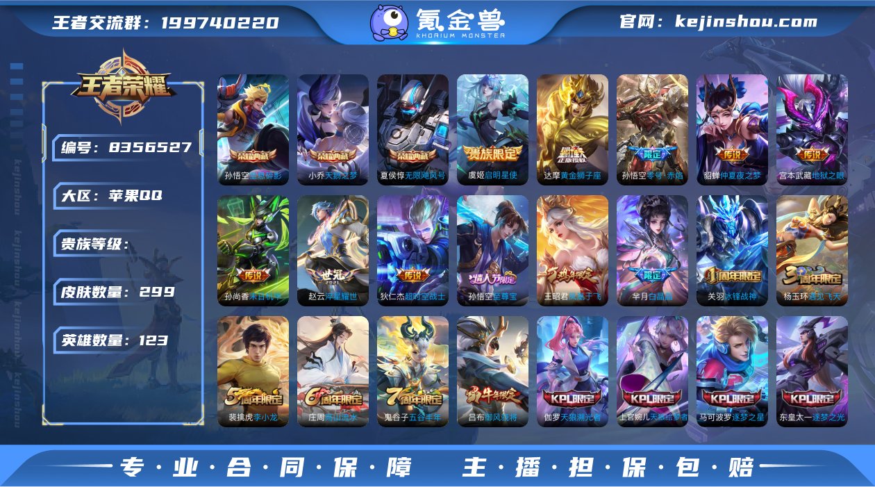实名: 可修改 皮肤数: 299