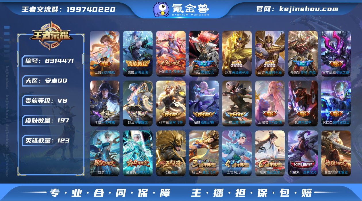 实名: 可修改 贵族等级: V8 英雄数:...