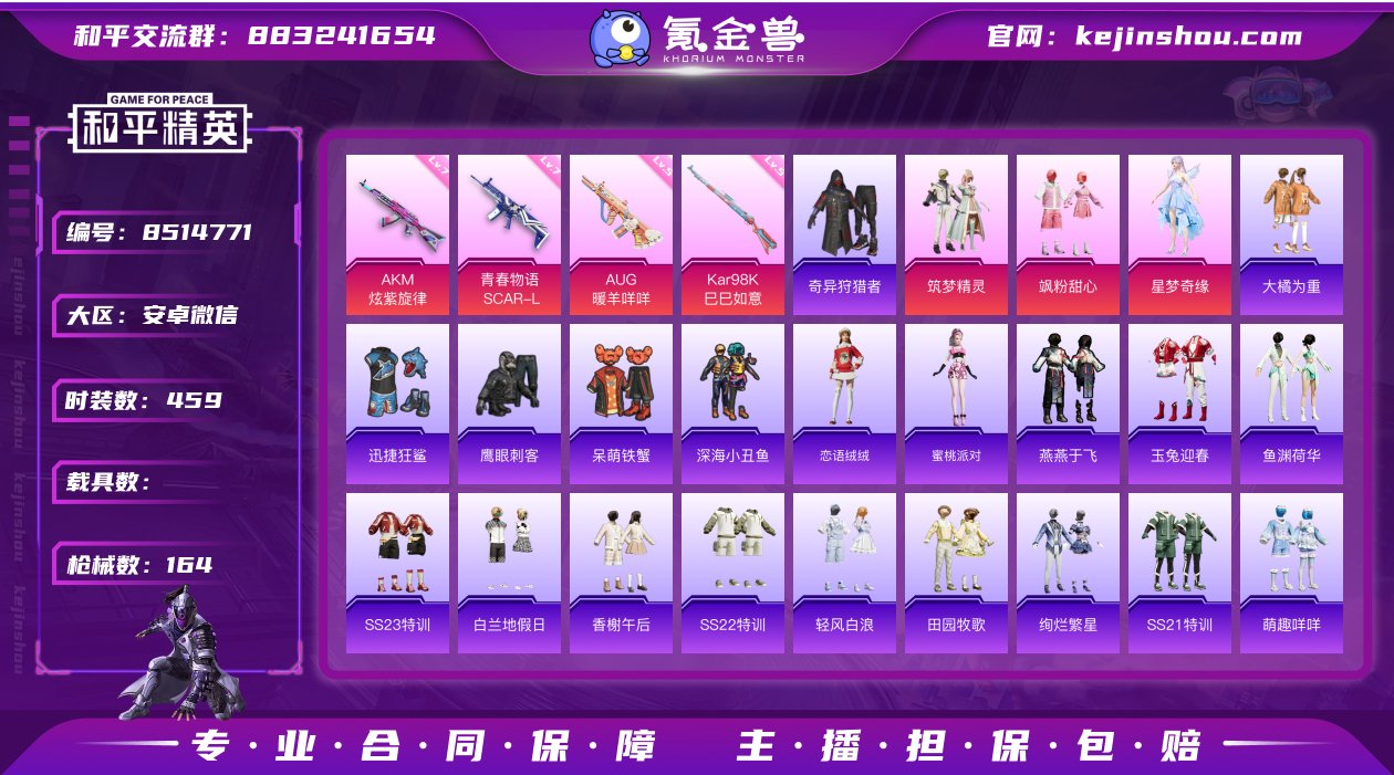 实名: 可修改 时装数: 459 枪械数:...