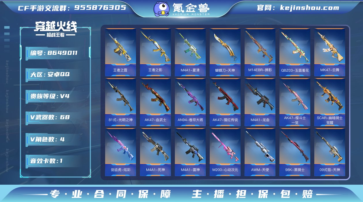 实名: 不可修改 v武器数: 68 王者武...