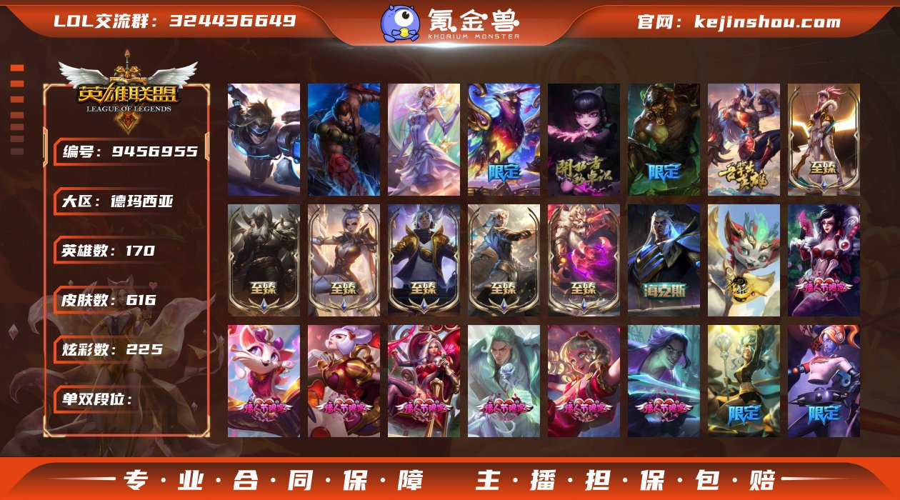 170英雄-616皮肤-225炫彩-段位：...