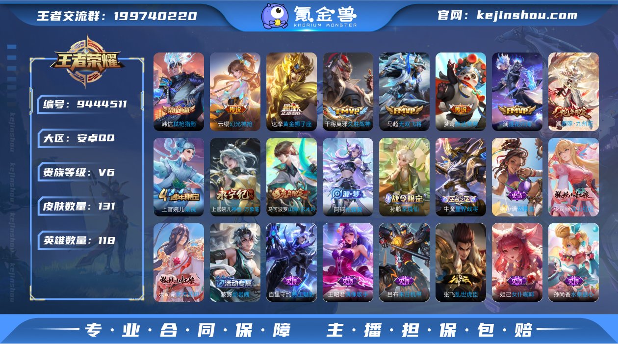 贵族V6 荣耀典藏1 传说皮肤7 史诗皮肤...