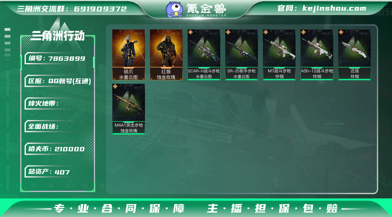 【总资产407M＋纯币210M+红狼套+骇...