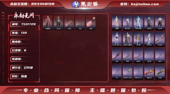 【IVVXWDBEG】8红184金丨等级1...