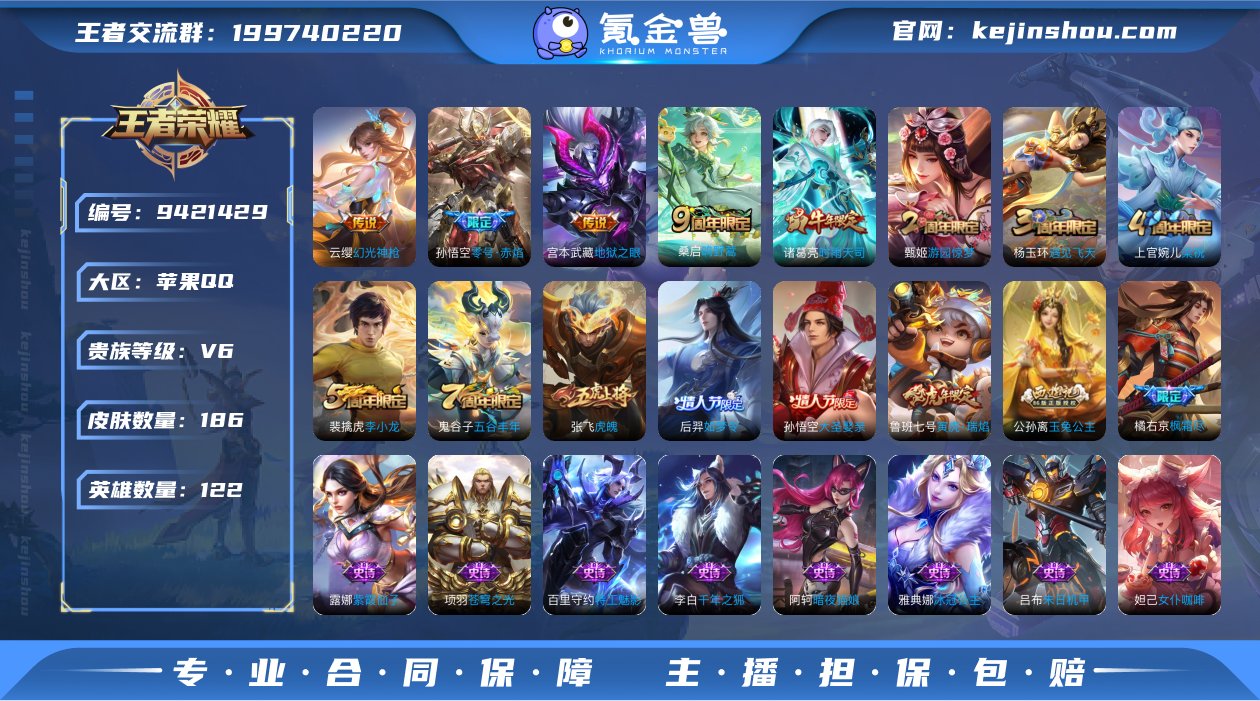 贵族V6 传说皮肤7 史诗皮肤49 皮肤数...