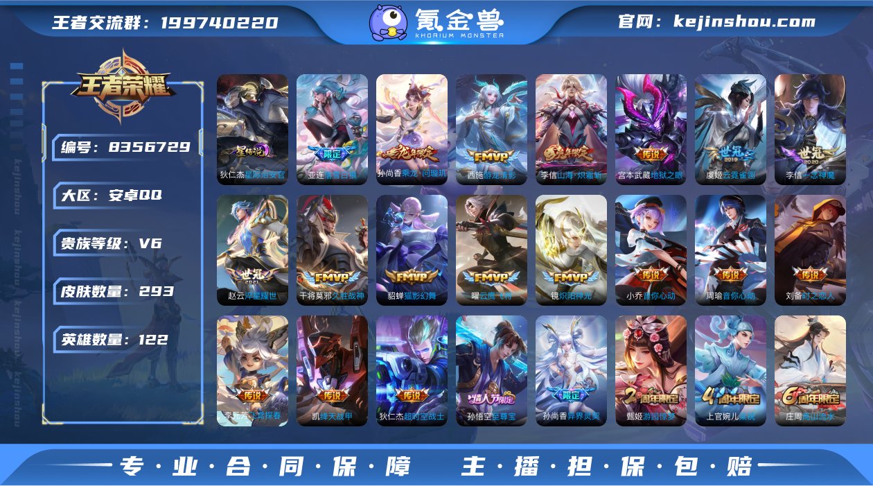 XSW338 【293皮肤V8 1星元22...