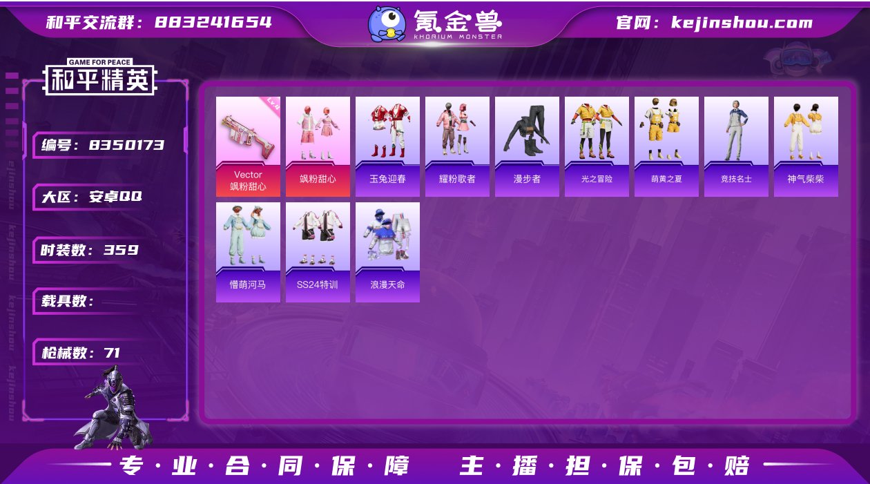 实名: 可修改 时装数: 359 枪械数:...